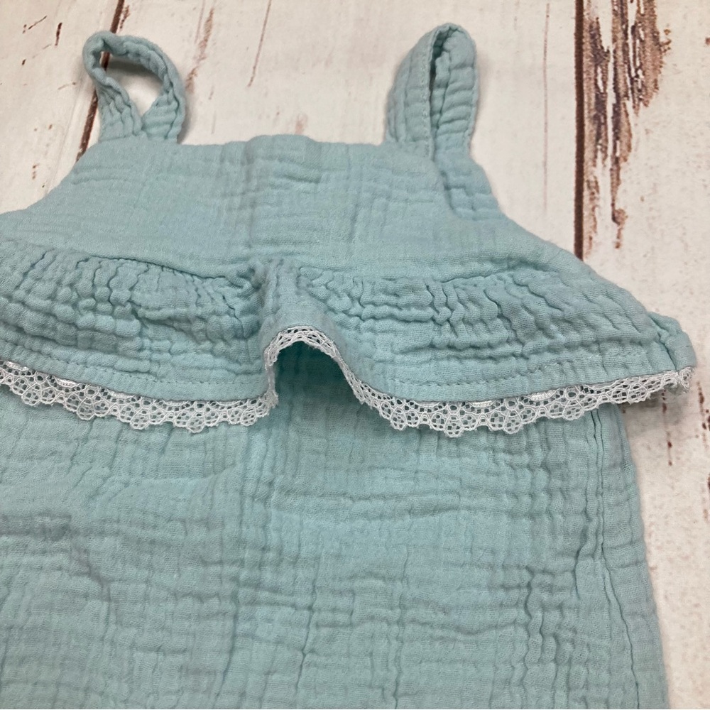 Rabbit Bear Organic Romper Baby Blue Sz 6-9M - Picture 7 of 12